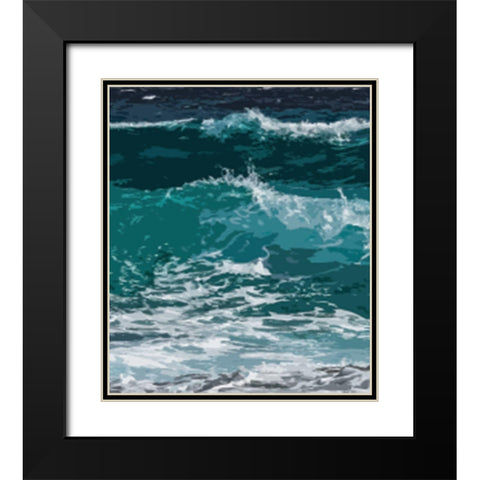Ocean Waves I Black Modern Wood Framed Art Print with Double Matting by Robinson, Tamara