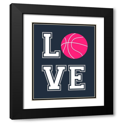 Love Basketball Black Modern Wood Framed Art Print with Double Matting by Robinson, Tamara