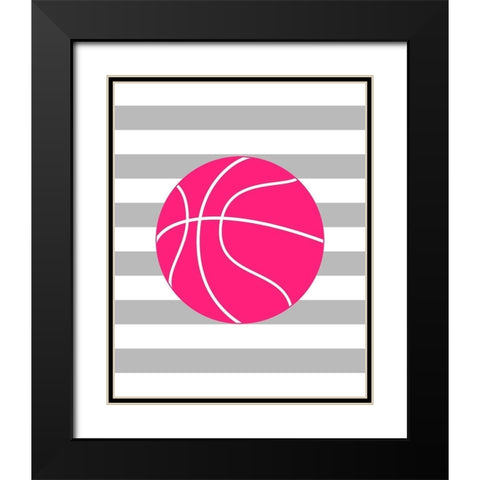 Basketball Stripes Black Modern Wood Framed Art Print with Double Matting by Robinson, Tamara