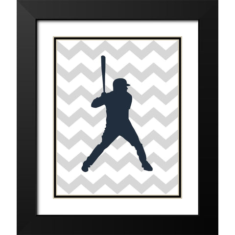 Baseball Chevron Black Modern Wood Framed Art Print with Double Matting by Robinson, Tamara