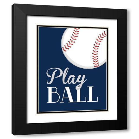 Play Ball Black Modern Wood Framed Art Print with Double Matting by Robinson, Tamara