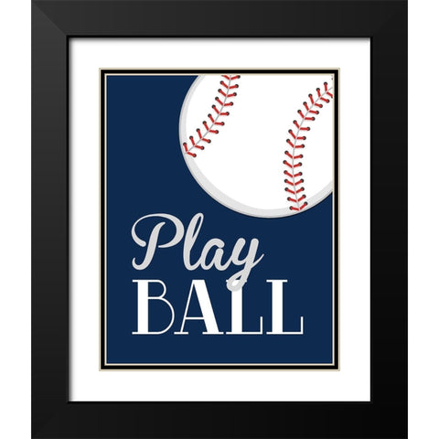 Play Ball Black Modern Wood Framed Art Print with Double Matting by Robinson, Tamara