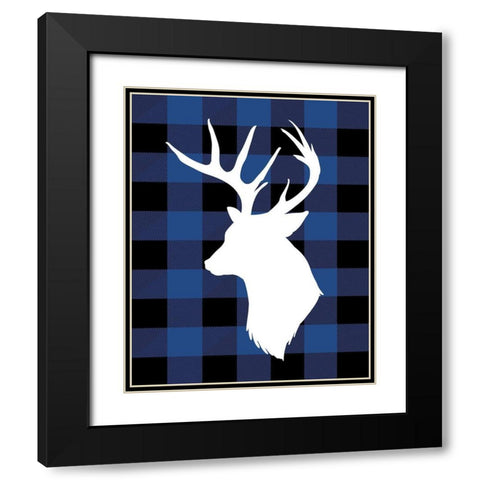 Plaid Deer Black Modern Wood Framed Art Print with Double Matting by Robinson, Tamara
