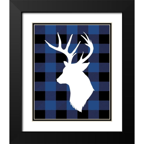 Plaid Deer Black Modern Wood Framed Art Print with Double Matting by Robinson, Tamara