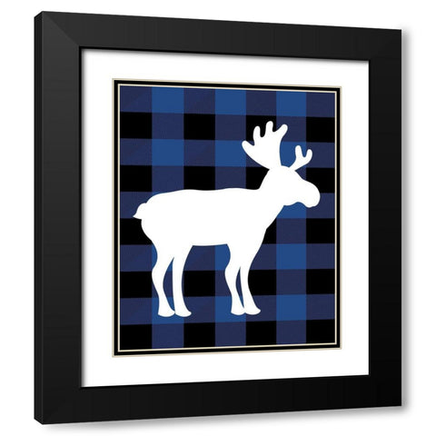Plaid Moose Black Modern Wood Framed Art Print with Double Matting by Robinson, Tamara