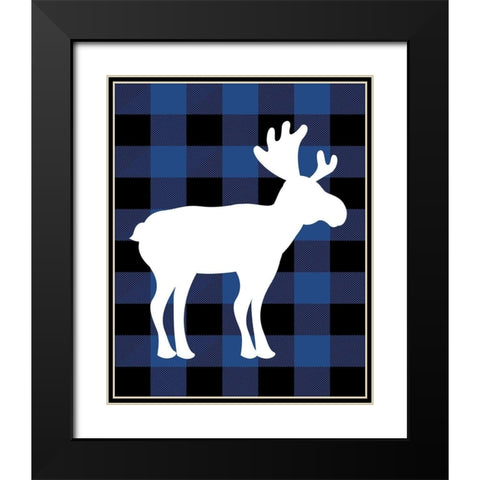 Plaid Moose Black Modern Wood Framed Art Print with Double Matting by Robinson, Tamara