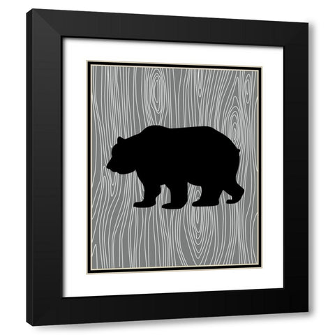 Woodland Bear Black Modern Wood Framed Art Print with Double Matting by Robinson, Tamara