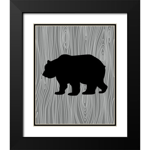 Woodland Bear Black Modern Wood Framed Art Print with Double Matting by Robinson, Tamara