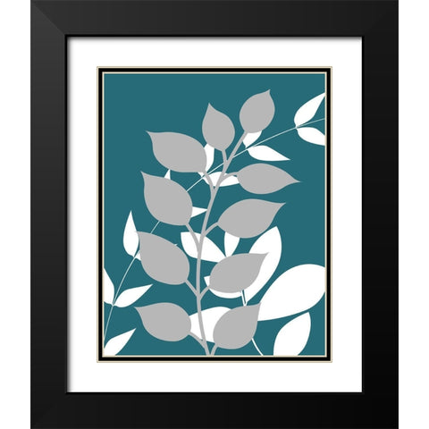 Teal Foliage I Black Modern Wood Framed Art Print with Double Matting by Robinson, Tamara