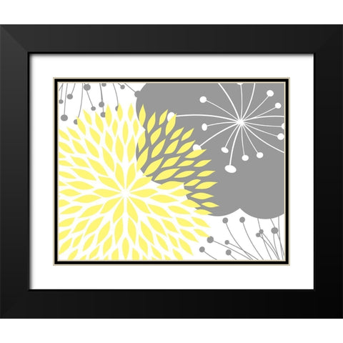 Yellow Foliage Floral Black Modern Wood Framed Art Print with Double Matting by Robinson, Tamara