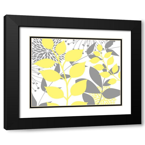 Yellow Foliage Floral III Black Modern Wood Framed Art Print with Double Matting by Robinson, Tamara