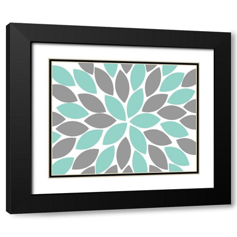 Teal Foliage Floral II Black Modern Wood Framed Art Print with Double Matting by Robinson, Tamara