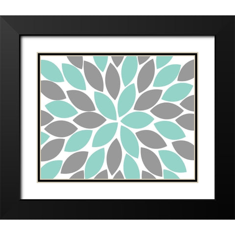 Teal Foliage Floral II Black Modern Wood Framed Art Print with Double Matting by Robinson, Tamara