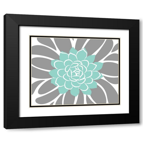 Teal Foliage Floral IV Black Modern Wood Framed Art Print with Double Matting by Robinson, Tamara