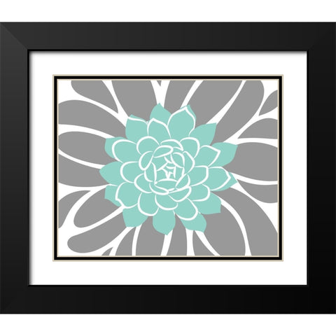 Teal Foliage Floral IV Black Modern Wood Framed Art Print with Double Matting by Robinson, Tamara