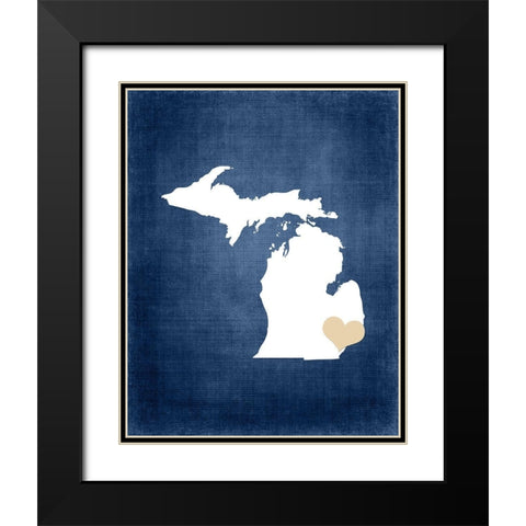 Michigan Black Modern Wood Framed Art Print with Double Matting by Robinson, Tamara