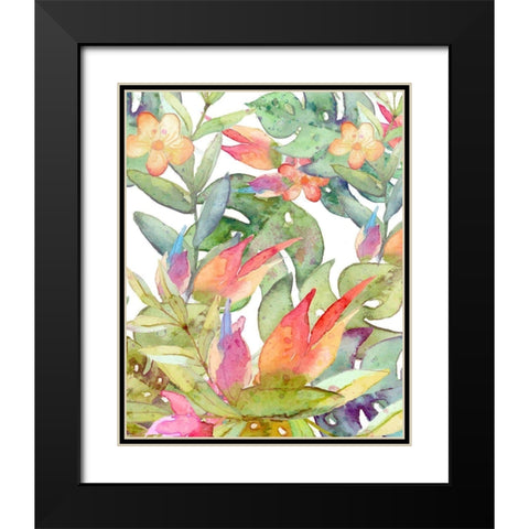 Tropical Watercolor Black Modern Wood Framed Art Print with Double Matting by Robinson, Tamara