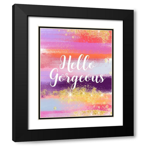 Hello Gorgeous Black Modern Wood Framed Art Print with Double Matting by Robinson, Tamara