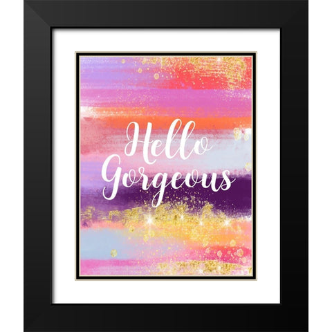 Hello Gorgeous Black Modern Wood Framed Art Print with Double Matting by Robinson, Tamara