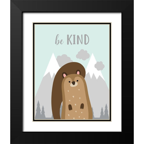 Be Kind Squirrel Black Modern Wood Framed Art Print with Double Matting by Robinson, Tamara