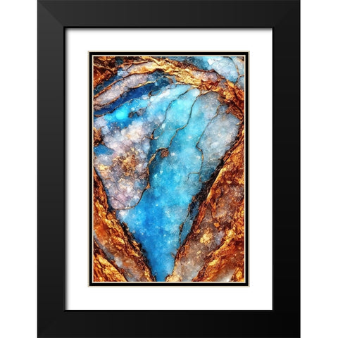 Aqua Pegmatite Black Modern Wood Framed Art Print with Double Matting by Dundon, Denise
