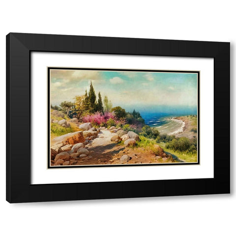 Walk to the Seashore Black Modern Wood Framed Art Print with Double Matting by Dundon, Denise