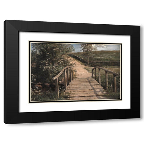 Wooden Bridge Black Modern Wood Framed Art Print with Double Matting by Dundon, Denise