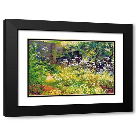 Garden Corner Black Modern Wood Framed Art Print with Double Matting by Dundon, Denise