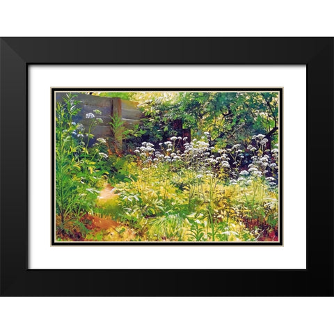 Garden Corner Black Modern Wood Framed Art Print with Double Matting by Dundon, Denise
