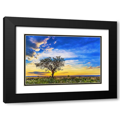 Solitary Sunset Black Modern Wood Framed Art Print with Double Matting by Dundon, Denise