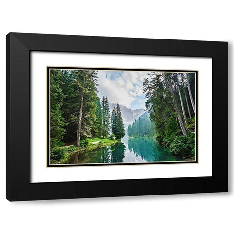 Quiet Mountain Lake Black Modern Wood Framed Art Print with Double Matting by Dundon, Denise