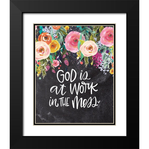 God is at Work Black Modern Wood Framed Art Print with Double Matting by Wieners, Valerie