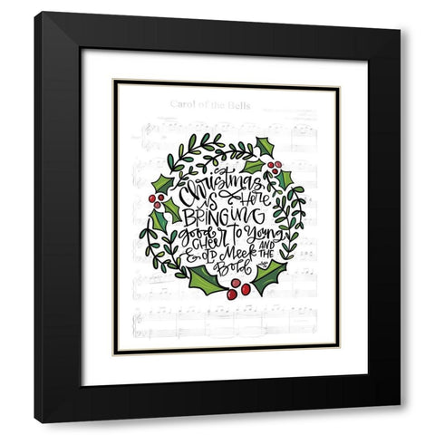 Christmas is Here Black Modern Wood Framed Art Print with Double Matting by Wieners, Valerie