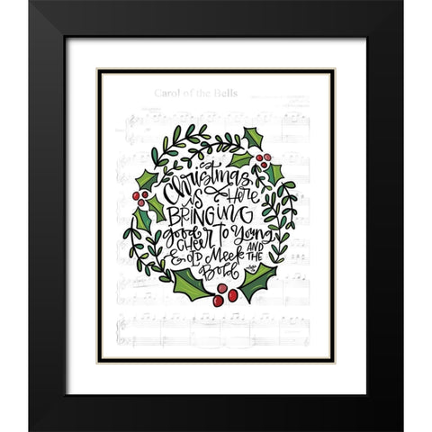 Christmas is Here Black Modern Wood Framed Art Print with Double Matting by Wieners, Valerie