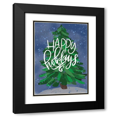Happy Holidays Black Modern Wood Framed Art Print with Double Matting by Wieners, Valerie