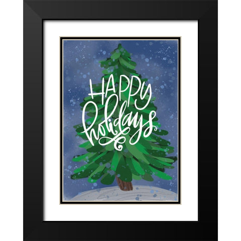 Happy Holidays Black Modern Wood Framed Art Print with Double Matting by Wieners, Valerie