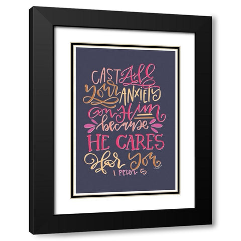He Cares Black Modern Wood Framed Art Print with Double Matting by Wieners, Valerie
