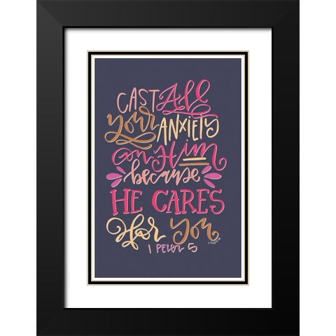 He Cares Black Modern Wood Framed Art Print with Double Matting by Wieners, Valerie