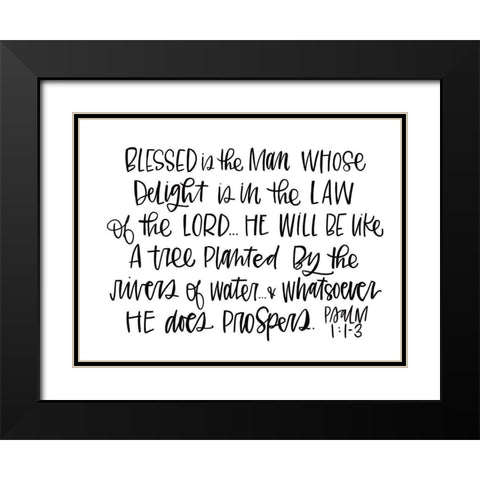 Blessed is the Man Black Modern Wood Framed Art Print with Double Matting by Wieners, Valerie