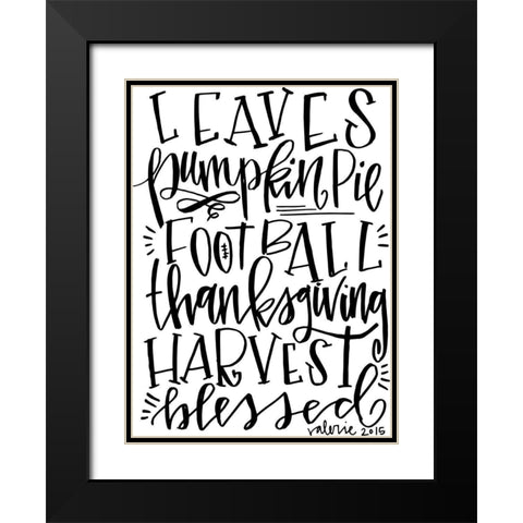 Fall Leaves Football Black Modern Wood Framed Art Print with Double Matting by Wieners, Valerie