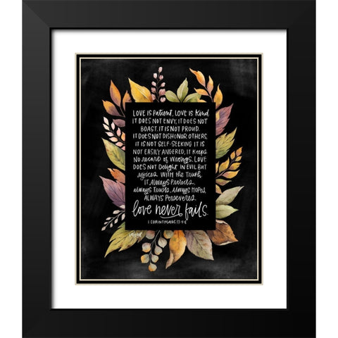 Love Never Fails Black Modern Wood Framed Art Print with Double Matting by Wieners, Valerie