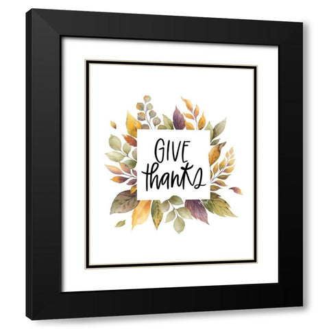 Give Thanks Black Modern Wood Framed Art Print with Double Matting by Wieners, Valerie