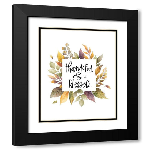 Thankful and Blessed Black Modern Wood Framed Art Print with Double Matting by Wieners, Valerie