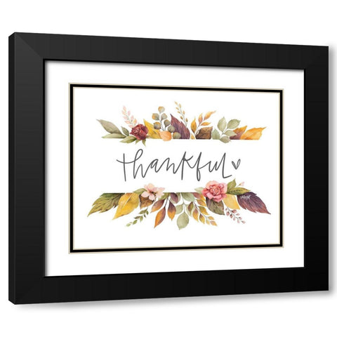 Thankful Banner Black Modern Wood Framed Art Print with Double Matting by Wieners, Valerie