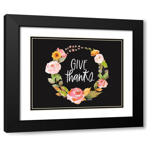 Give Thanks Black Modern Wood Framed Art Print with Double Matting by Wieners, Valerie