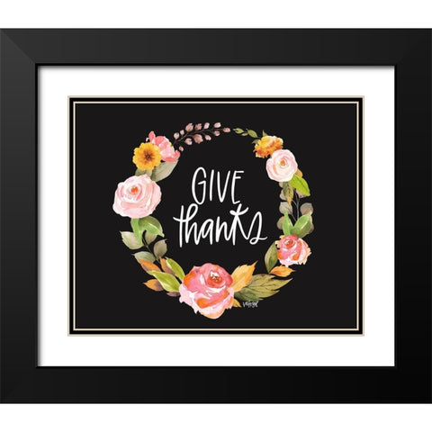 Give Thanks Black Modern Wood Framed Art Print with Double Matting by Wieners, Valerie