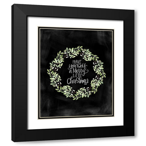 Merry Christmas Black Modern Wood Framed Art Print with Double Matting by Wieners, Valerie