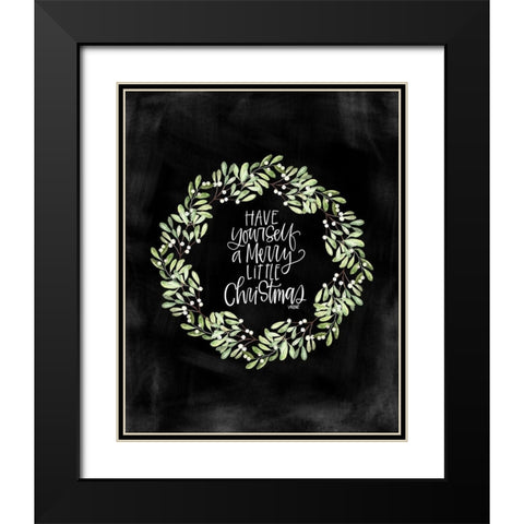 Merry Christmas Black Modern Wood Framed Art Print with Double Matting by Wieners, Valerie