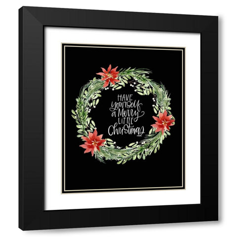 Merry Christmas Black Modern Wood Framed Art Print with Double Matting by Wieners, Valerie