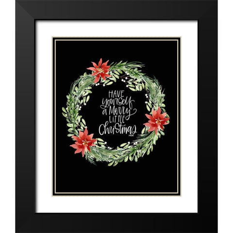 Merry Christmas Black Modern Wood Framed Art Print with Double Matting by Wieners, Valerie